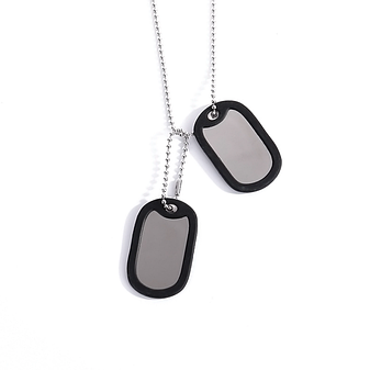 Жетон dog-tag срібло метал із ланцюжком us, комплект із глушниками срібло сталь, фото 1