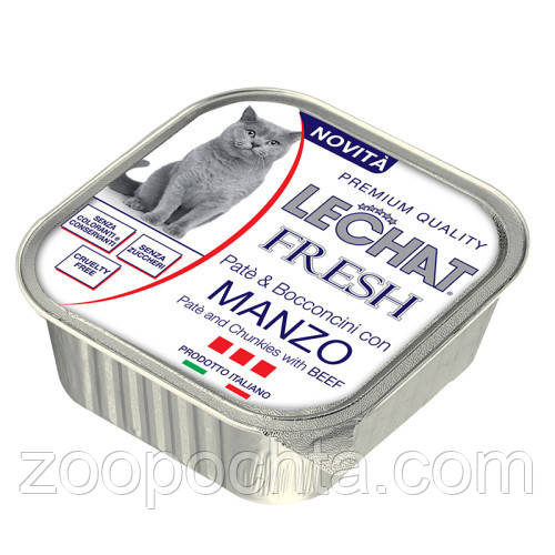 Вологий корм для котів Monge (Монж) Lechat Excellenc Cat Fresh яловичина 0.1 кг 5 шт., фото 1