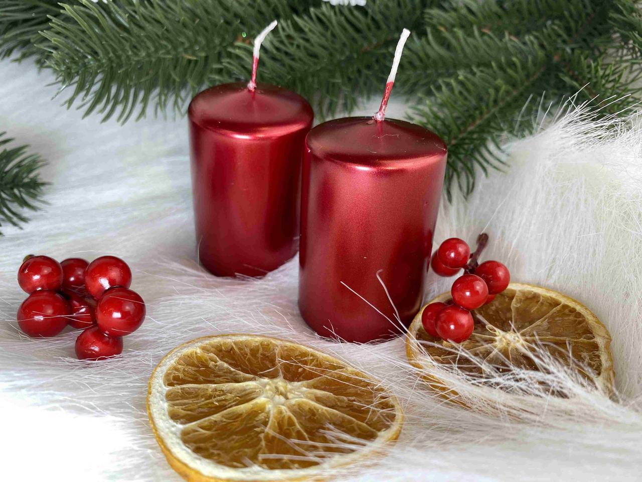 Свічка парафінова кругла. Діаметр 6 см. Довжина 15 см. Колір — червоний, фото 1