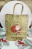 Пакет паперовий крафтовий 27 х 22 х 11см, Merry Christmas, Санта мікс, фото 4