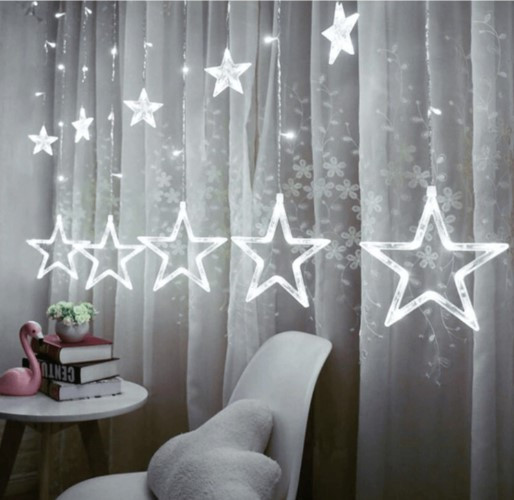 Гірлянда Штора Зірки колір. Холодний Білий 3 метра 220в., фото 1