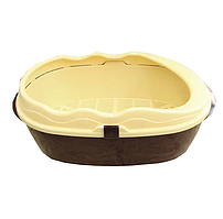 Туалет для кішок глибокий із бортом і сіткою Фауна 40x30x15 см Коричневий