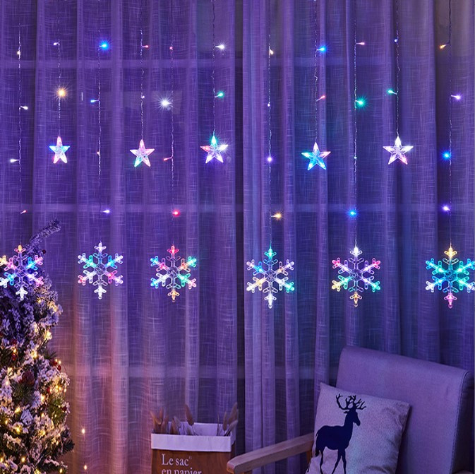 Гірлянда Штора Зірка на вікно, довжина 3 метри колір. Мультиколор, фото 1