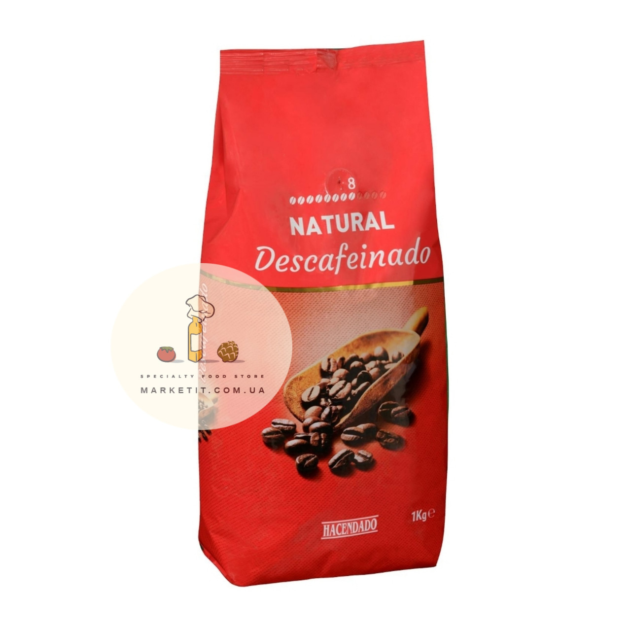 Кава в зернах Natural Hacendado Descafeinado, без кофеїну Іспанія 1 кг.