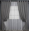 Комплект (2шт. 1,5х2,7м.) штор на люверсах із тканини мікровелюр SPARTA. Колір сірий. Код 842ш 37-0152, фото 2
