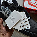 Чоловічі кросівки Nike Air Force 1 '07 QS 'Black Skeleton' осінь-весна демісезонні чорні. Живе фото, фото 8