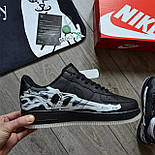 Чоловічі кросівки Nike Air Force 1 '07 QS 'Black Skeleton' осінь-весна демісезонні чорні. Живе фото, фото 10