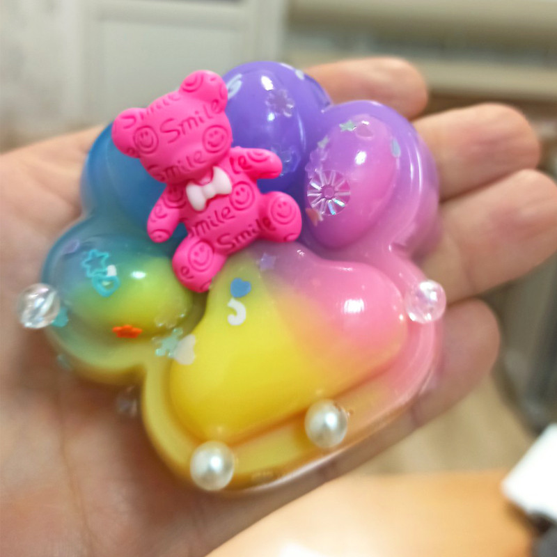 Іграшка Рідка Таба Лапка Різнобарвна сквіш-антистрес лапка котика для дітей (l_13423), фото 1