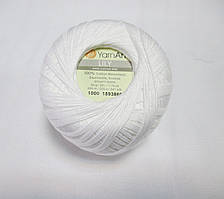 Пряжа нитки для вязання гачком Лілі Lily YarnArt 100% бавовна білий № 1000