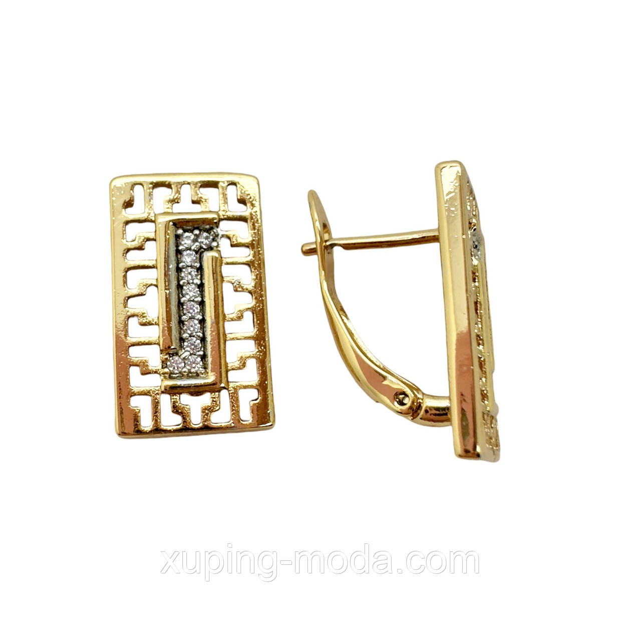Сережки ксюпінг. 16х10 мм. 18 к, фото 1