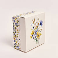 Подарункова коробка 195*195*97 Жовто блакитні квіти