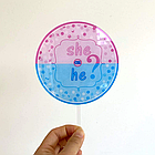 Топпер на торт "She or he?", розмір - 16,5х10 см, колір - різнобарвний, фото 4