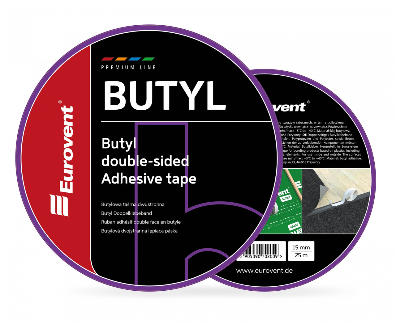 Двохстороння бутилова стрічка Eurovent BUTYL (15мм × 25м)
