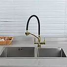 Змішувач для кухні GAPPO G4398-13 під осмос одноважильний силіконовий вилив корпус латунь (золото/чорн.), фото 2