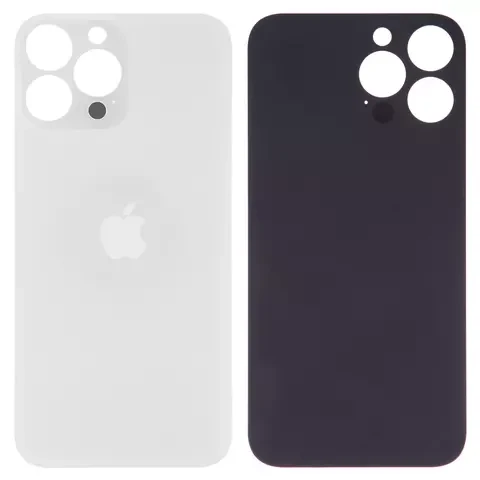 Задня панель корпусу для iPhone 13 Pro Max, срібляста, біла, потрібно зняти скло камери, Silver, small hole, фото 1