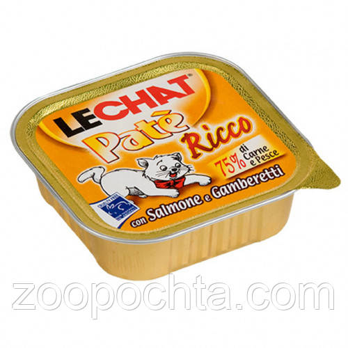 Вологий корм для котів Monge (Монж) Lechat Cat Wet Adult лосось та креветки 0.1 кг 32 шт