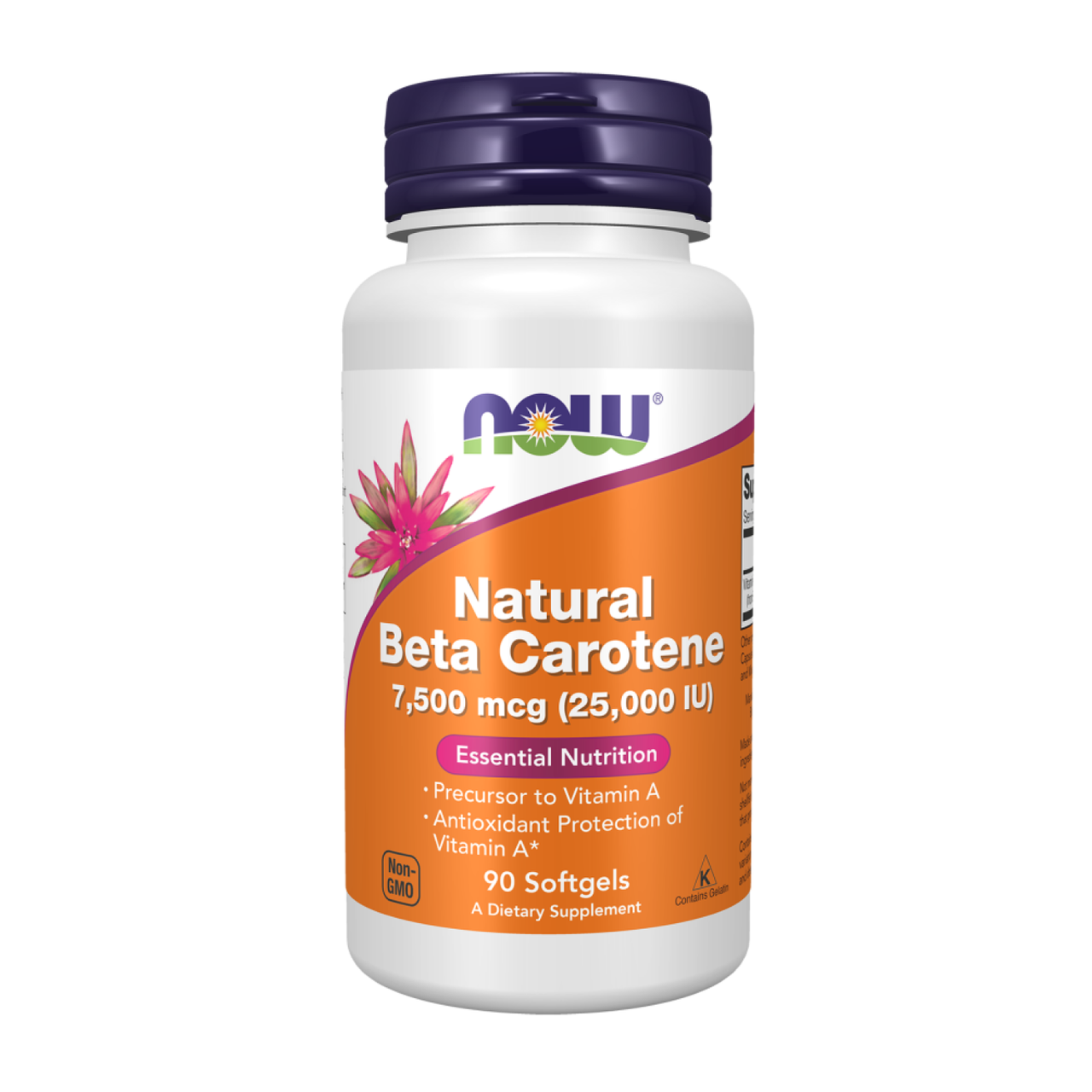 Натуральний бета-каротин NOW Foods Natural Beta Carotene провітамін вітаміну А 90 капсул:
