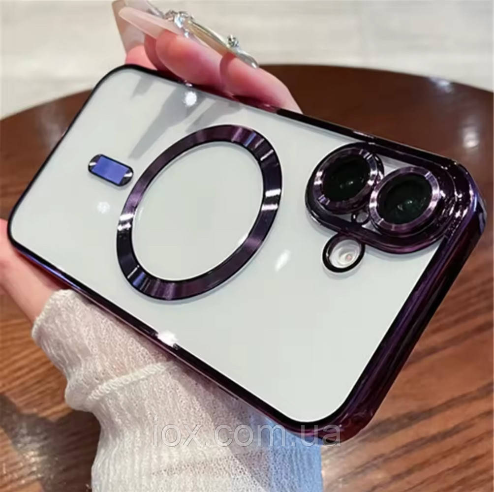 Силиконовый захисний чехол для Iphone 16 фіолетовий MagSafe