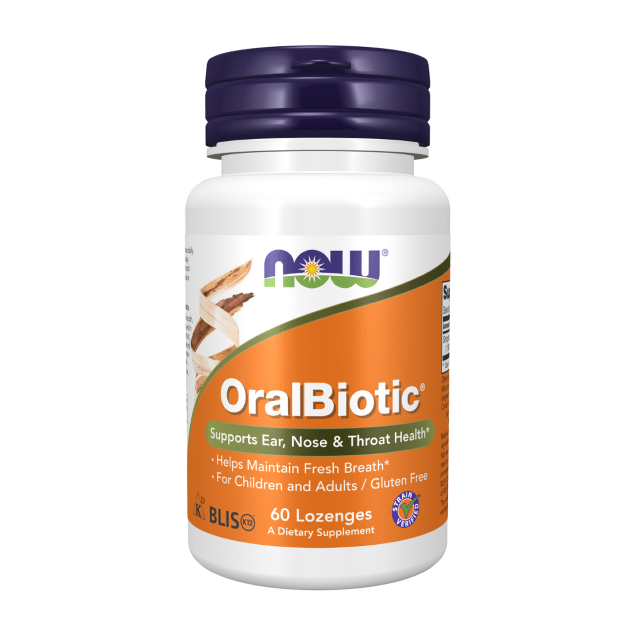Пробіотик Oralbiotic Now Foods для здоров'я ЛОР органів вуха горла носа 60 пастилок
