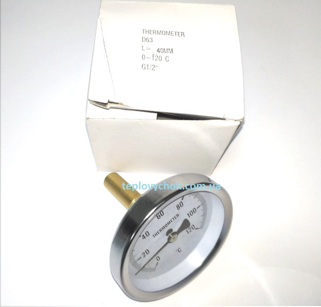 Термометр 1/2", d63мм, 120°С, Штуцер 40мм