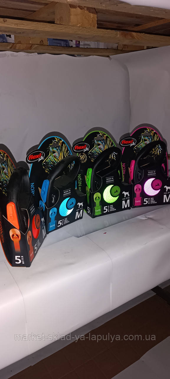 Повідець рулетка Flexi neon 5м 25 кг, фото 1