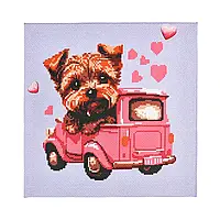 Набір для творчості вишивка хрестиком "Песик за кермом" розміром 30х30 см