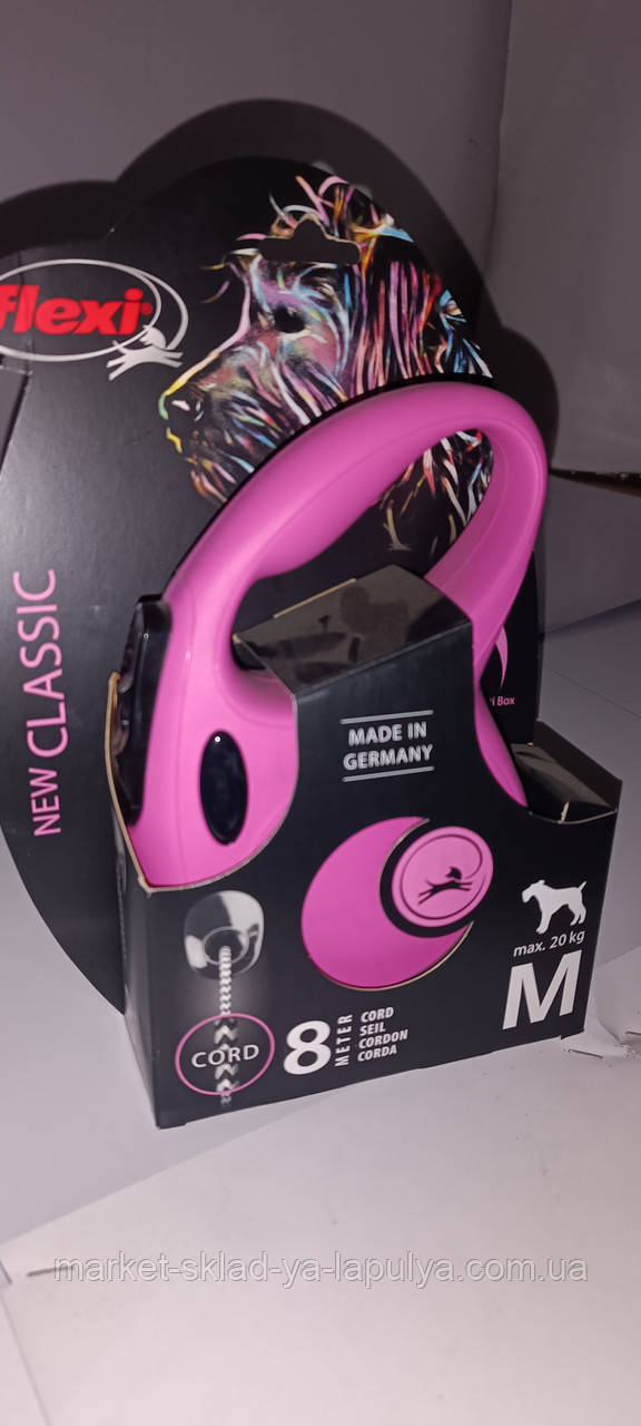 Рулетка повідець flexi m 8м 20кг трос, фото 1