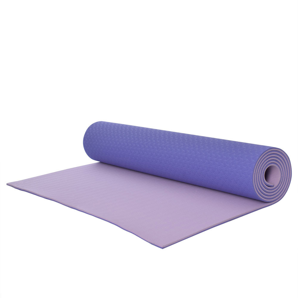 Килимок для фітнесу та йоги TPE+TC TPE-6VV 183см 61см 6мм Фіолетовий, фото 1