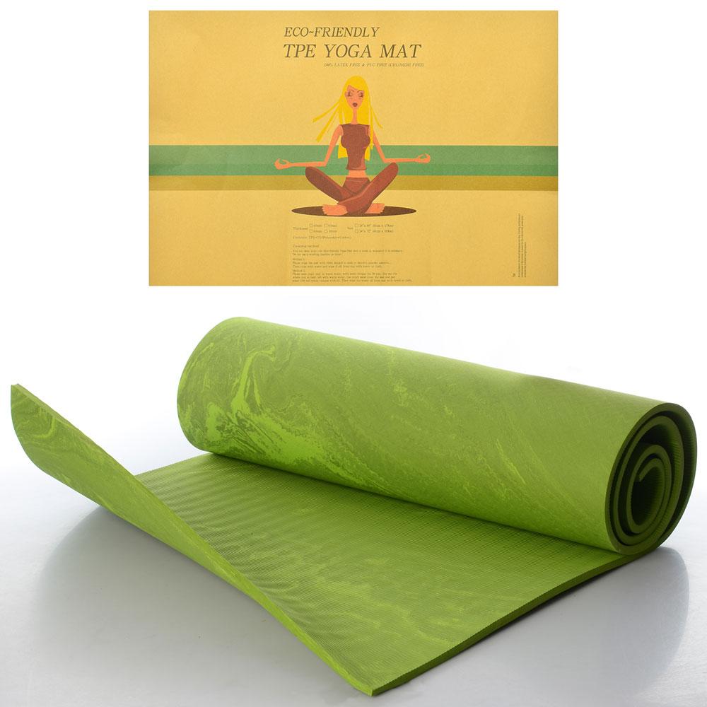 Килимок для фітнесу та йоги PER GPER-8GR 183см 61см 8мм Салатовий, фото 1