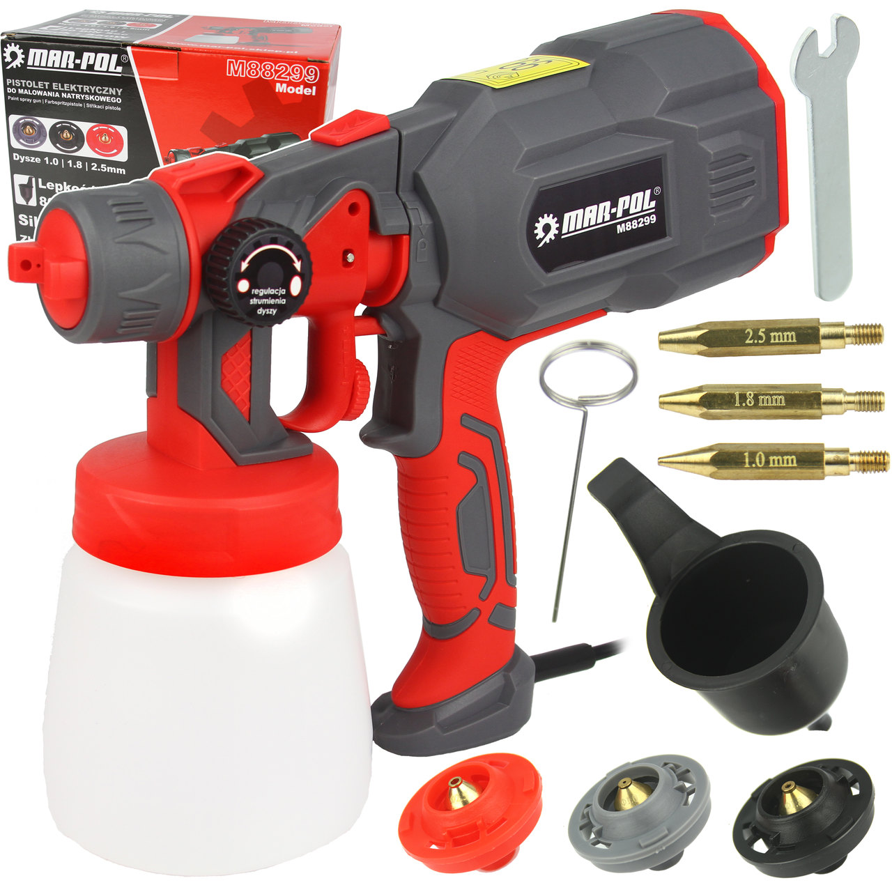 ТОП Електричний фарбокопульт MAR-POL M88299, 550 Вт, з резервуаром 800 мл, 3 насадки., фото 1