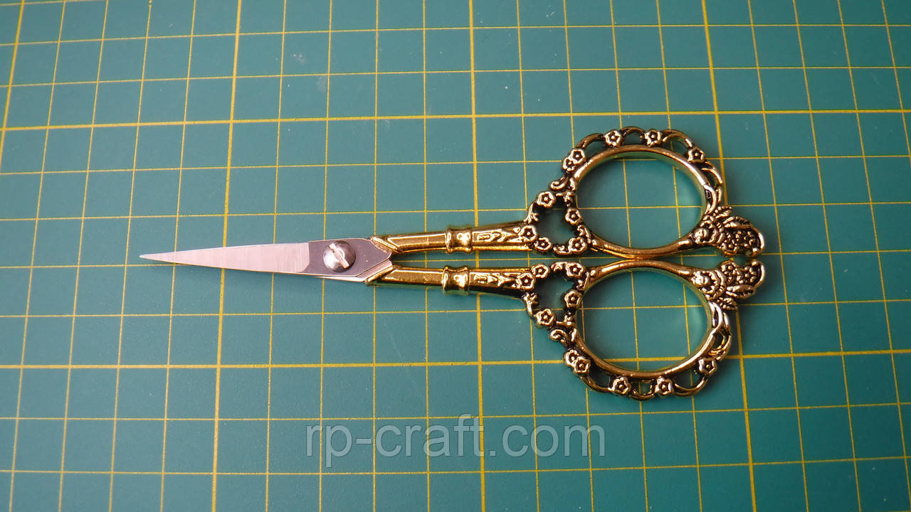 Ножиці для рукоділля. Золоті квіти, 53х121 мм, фото 1