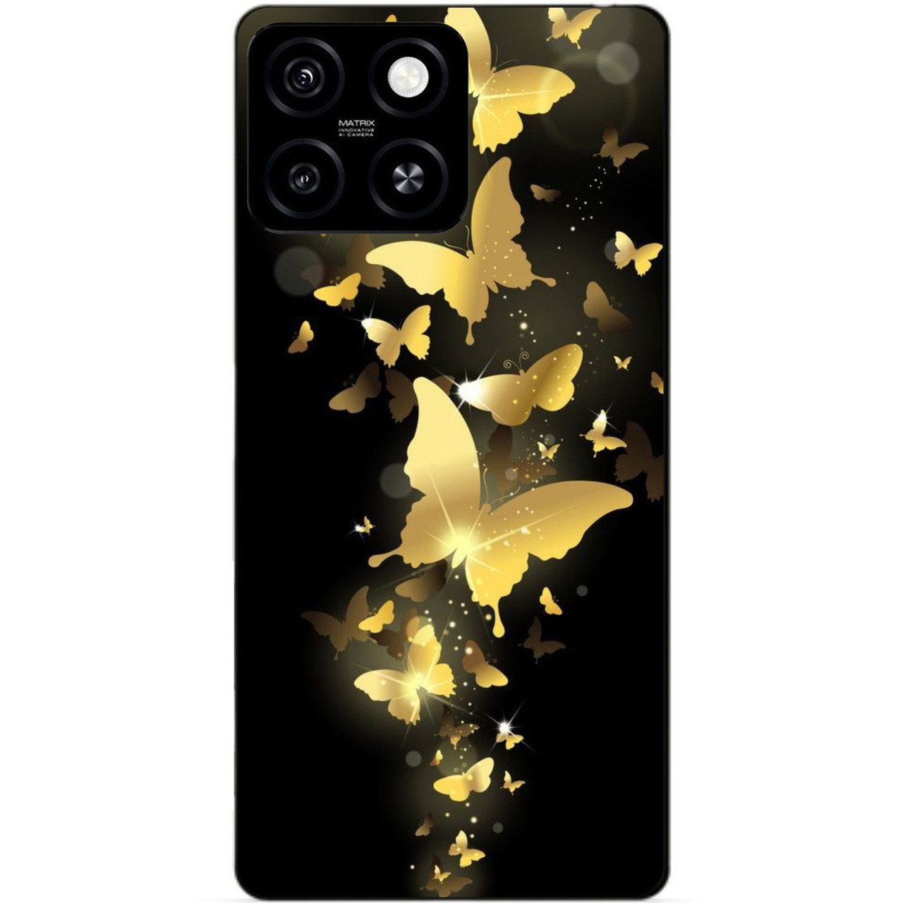 Силіконовий чохол бампер для Zte Blade A55 з малюнком Золоті Метелики Метелики Метелики