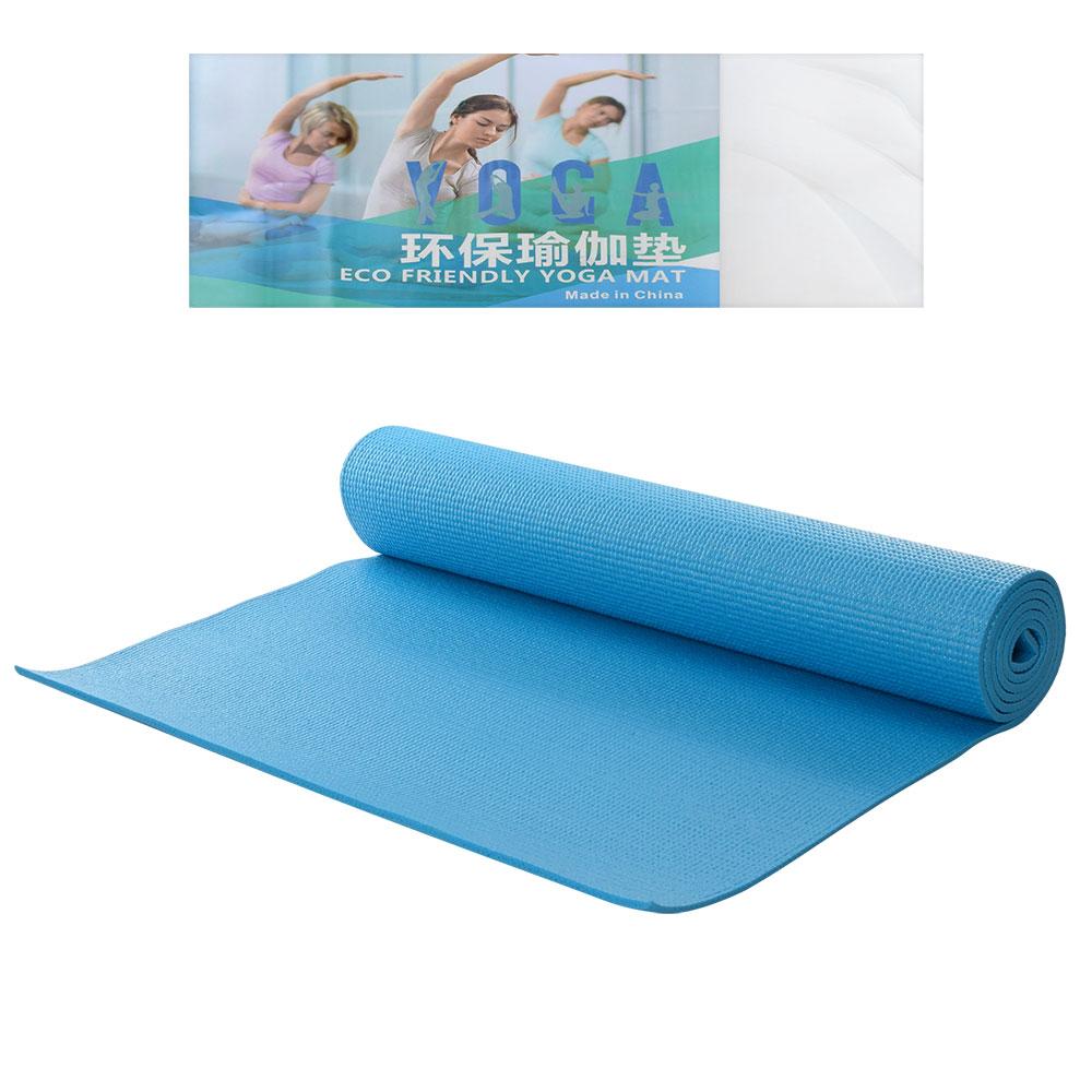Килимок для фітнесу та йоги PVC GPVC-6LBL 173см 61см 6мм Блакитний, фото 1