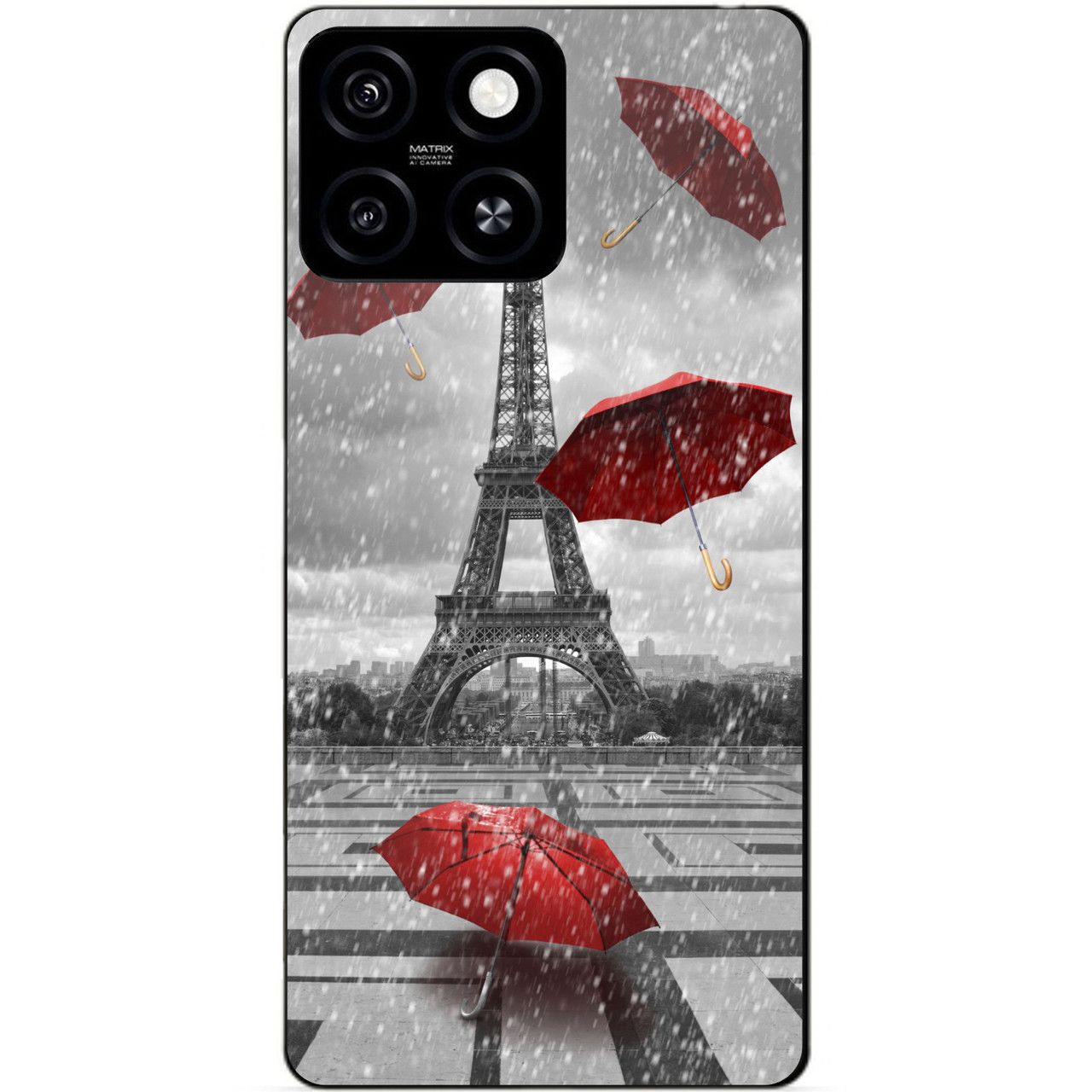 Силіконовий чохол бампер для Zte Blade A55 з малюнком Дощ у Парижі Франція Ейфелева Вежа