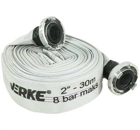 ТОП Пожежний шланг VERKE V60132, 30 м зі сполучними муфтами, 2", 8 бар.