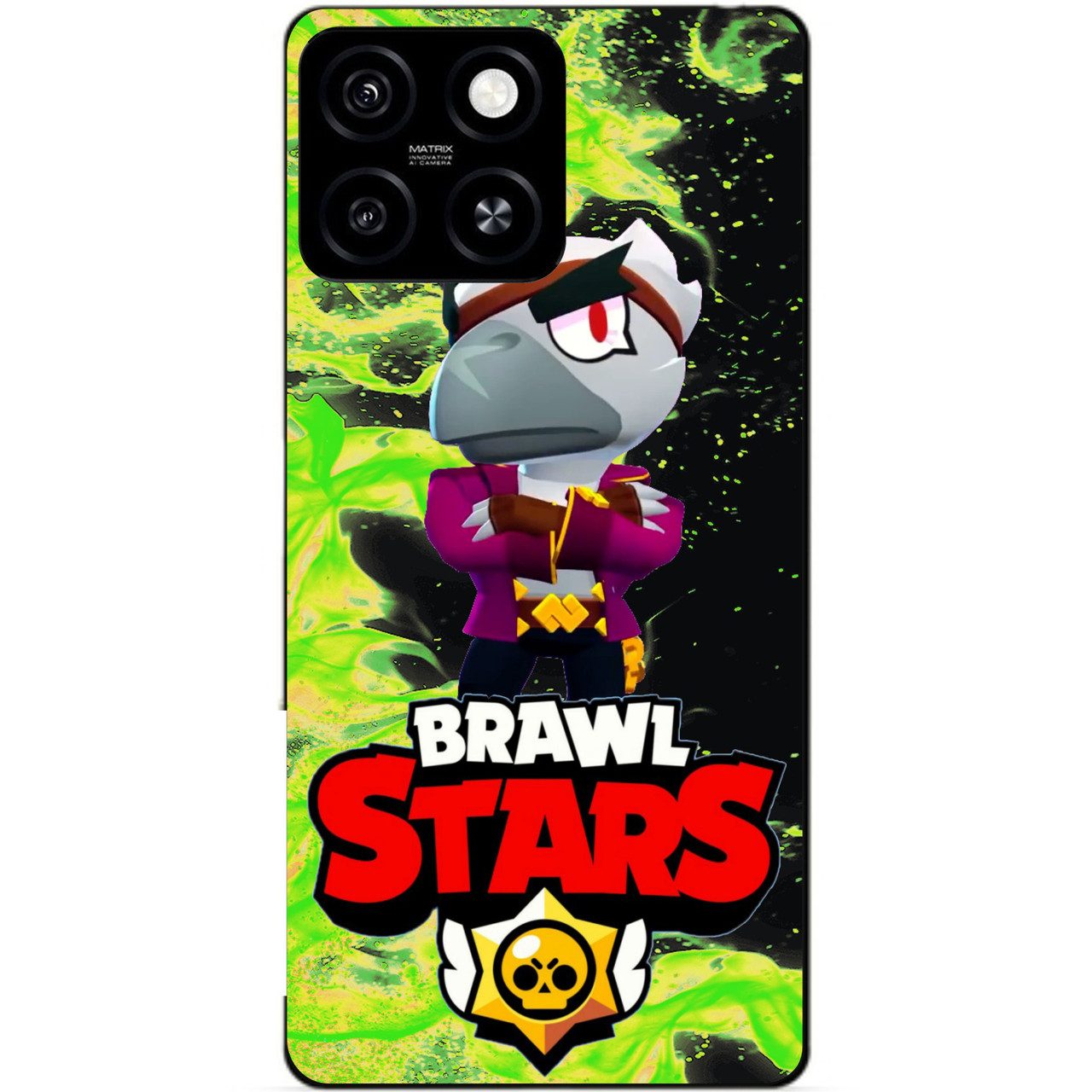 Силіконовий бампер чохол для Zte Blade A55 з Героєм Бравл Білий Ворон