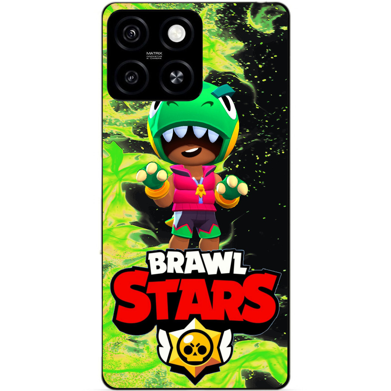 Силіконовий бампер чохол для Zte Blade A55 з Героєм Бравл Леон Динозавр