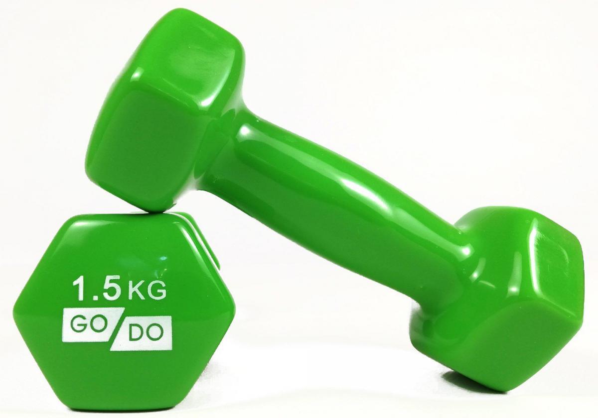 Гантель для фітнесу з вініловим покриттям 2шт GoDo GD-1.5GR, фото 1