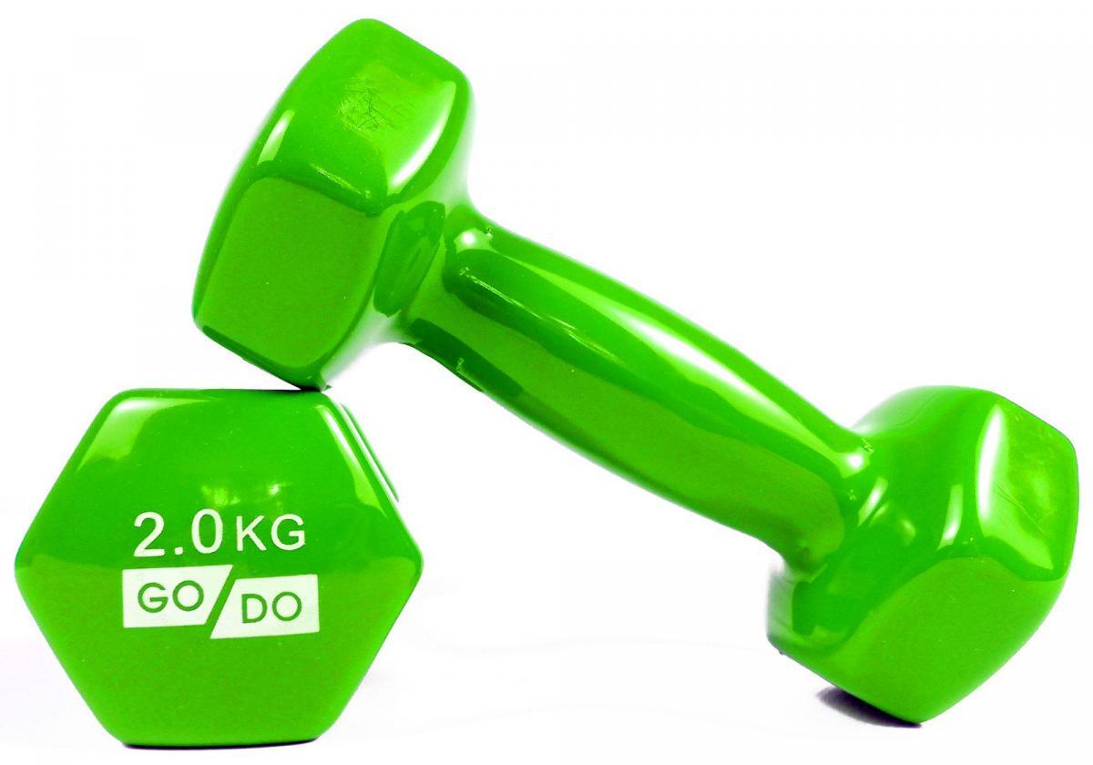 Гантель для фітнесу з вініловим покриттям 2шт GoDo GD-2.0GR, фото 1