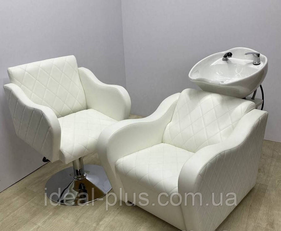 Комплект меблів для перукарського салону краси 2в1 Ketrin Strong White стильні перукарські меблі