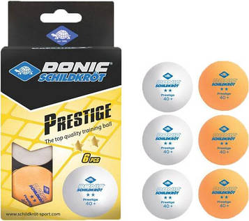 Кулі для настільного тенісу 6 штук Donic Prestige 2* 40+ (Оригінал) 608523