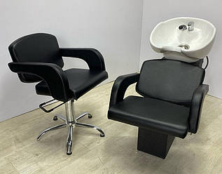 Комплект меблів для перукарень 2в1 Глорія крісло на п'ятипроменевій базі та крісло-мийка