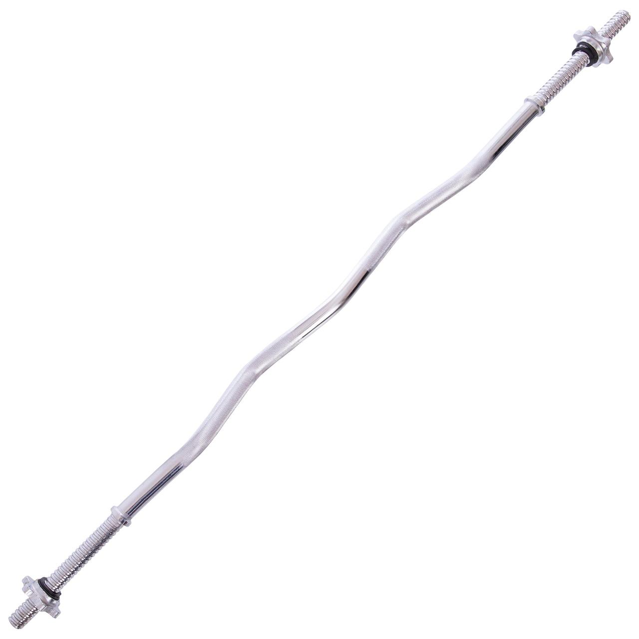 Гриф для штанги сталевий хромований W-подібний із замками SHUANG CAI SPORTS довжина 1,2м діаметр-25мм вага-4,5кг хром TA-8064, фото 1