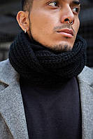 Чоловічий чорний в'язаний шарф хомут