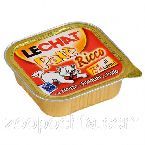 Вологий корм для котів Monge (Монж) Lechat Cat Wet Adult яловичина та курка 0.1 кг