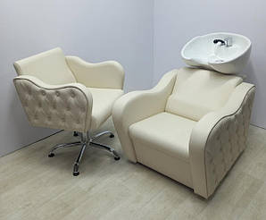 Комплект перукарських меблів 2в1 KETRIN STRONG LUX декорований ґудзиками