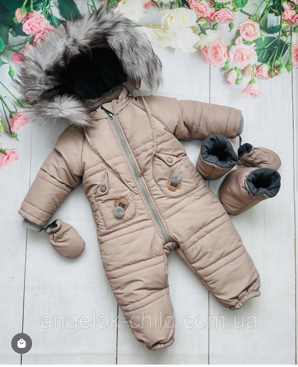 Дитячий зимовий комбінезон "Принт", комбінезон для дівчинки 92 см, фото 1
