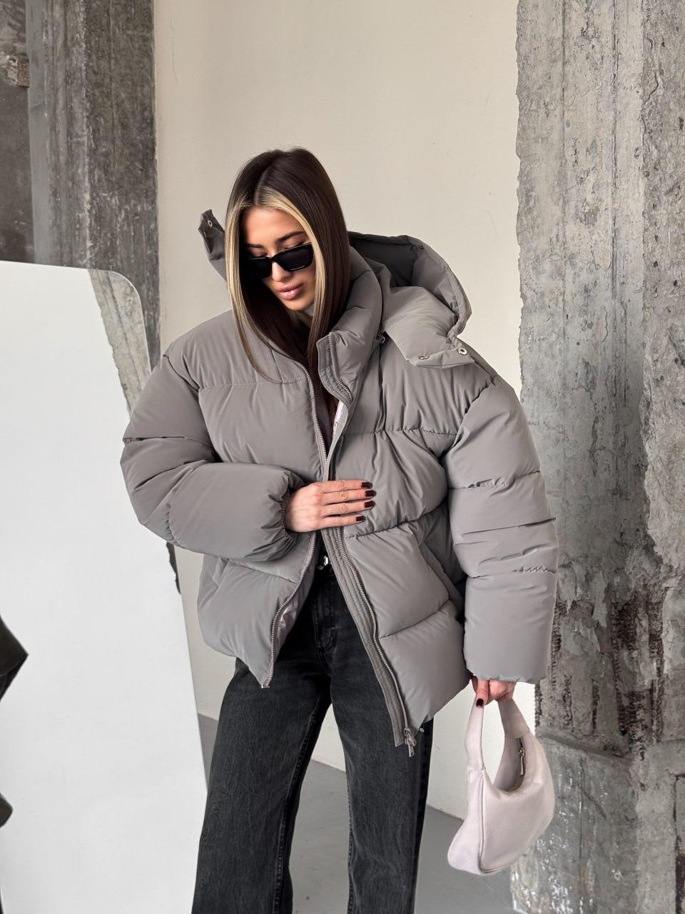 Жіноча зимова куртка сіра до -25*С Blaid з капюшоном, фото 1