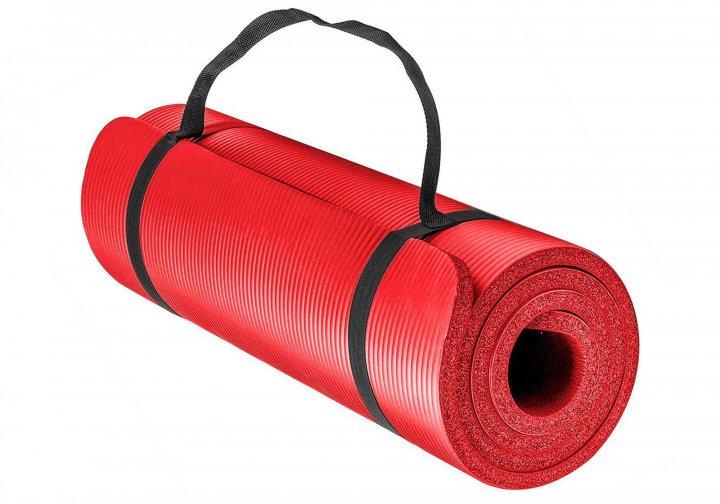 Килимок для туризму та фітнесу NBR-10RED 183см 61см 10мм Червоний, фото 1