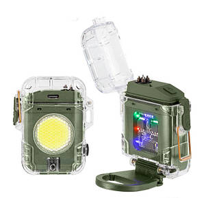 Ліхтар MULTIFUNCTIONAL D52-2-COB green, Li-Ion акум., індикація заряду, запальничка, ЗП Type-C, Box